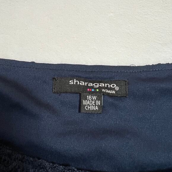 Sharagano Round Neck Lace A-Line Dress Size 16W Knee Length Party Minimalist - Picture 4 of 8